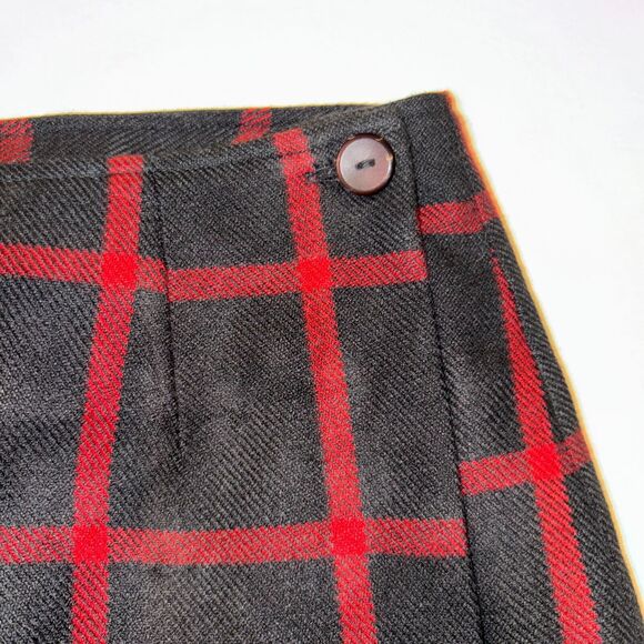 CATO Navy and Red Plaid Long Wrap Skirt Fully Lined 8, classic preppy Valentine - Picture 3 of 6